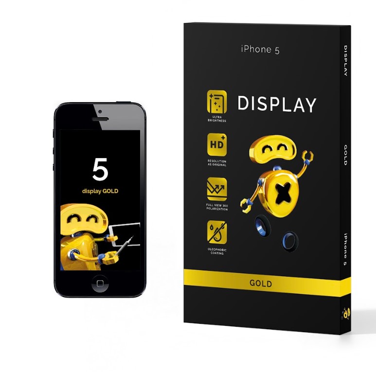 Display Lcd + Touch Screen Per Apple Iphone 5 Nero Qualità Eccellente Gold